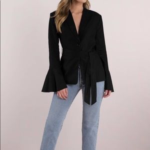 Free People| Flared Sleeve Black Linen Blazer